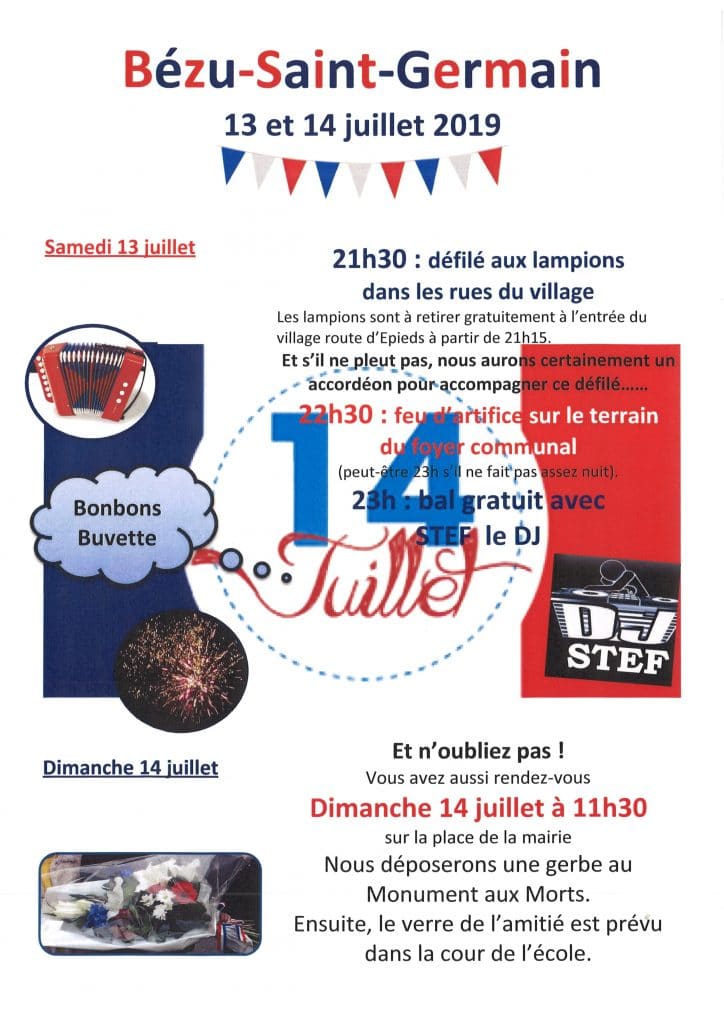 fête à Béeu-Saint-Germain le 13 et 14 juillet